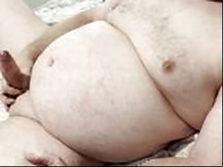 Chubby daddy shooting cum over his belly daddy gay chubby