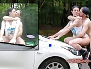 Outdoor Car Fun in the Woods car gay outdoor